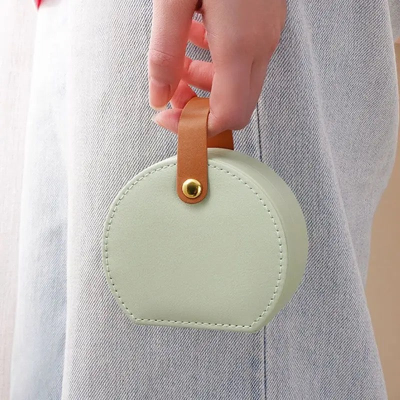 Porta Joias Pequeno de Couro Mintgreen