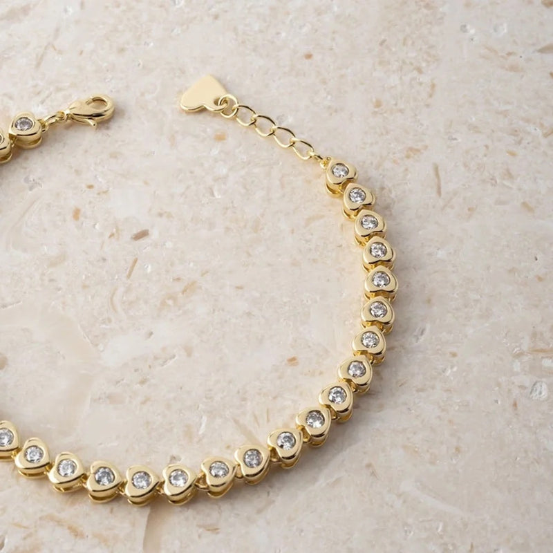 Pulseira Dourada Cravejada Love